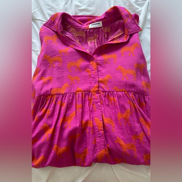MITTOSHOP Pink and Orange Animal Print Blouse - Picture 1 of 3